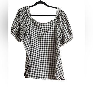 Anne Klein Black and White Checkered Blouse